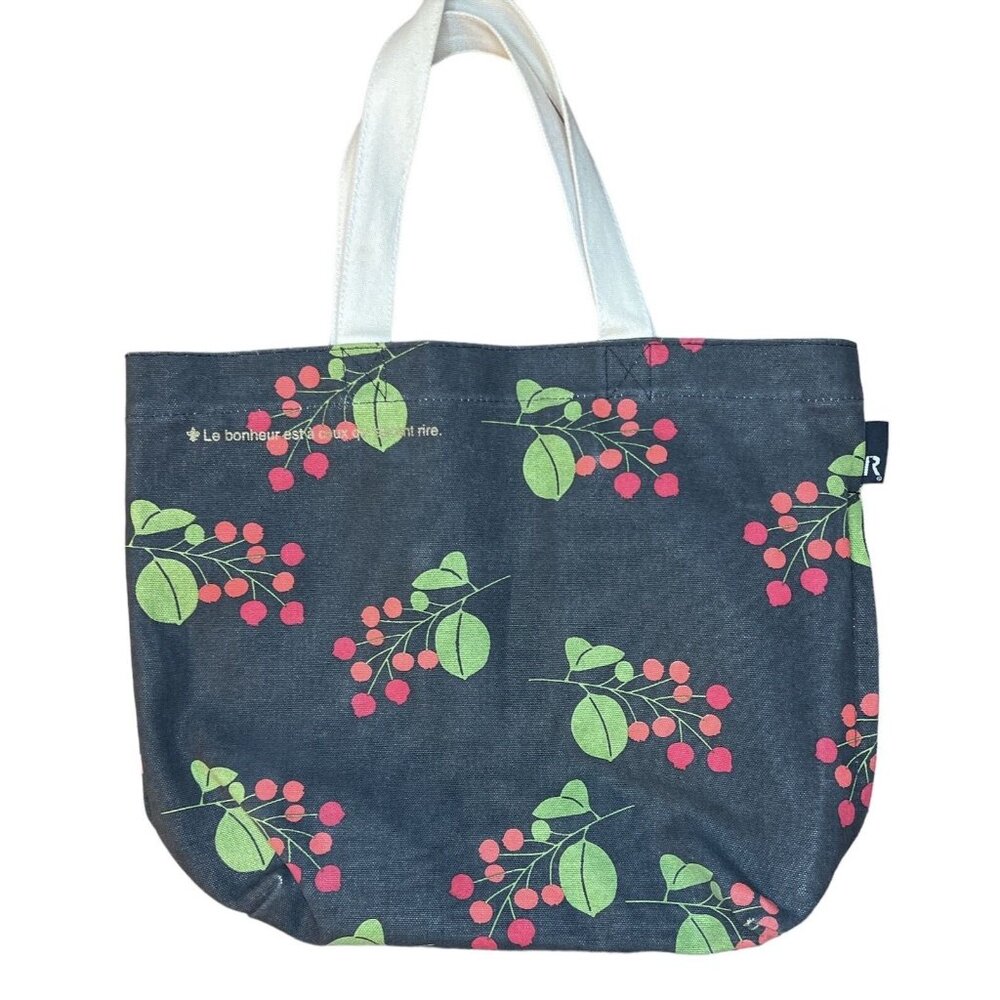 ROOTOTE Black W/Holly Canvas Utility Tote Bag Purse Inside Pockets ($45)